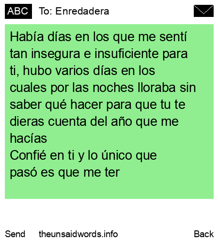 unsent message to Enredadera
