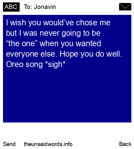 unsent message to Jonavin