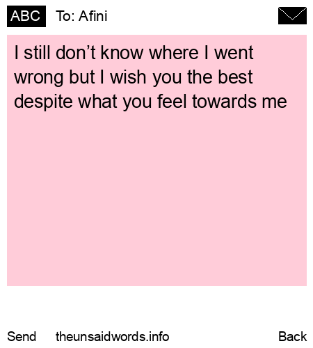 unsent message to Afini