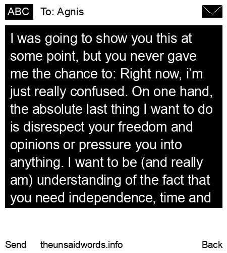 unsent message to Agnis