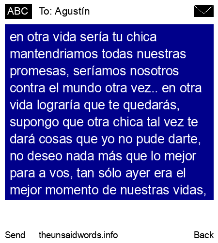 unsent message to Agustín