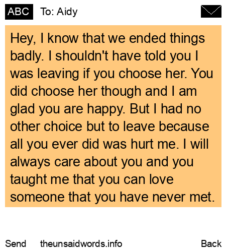 unsent message to Aidy