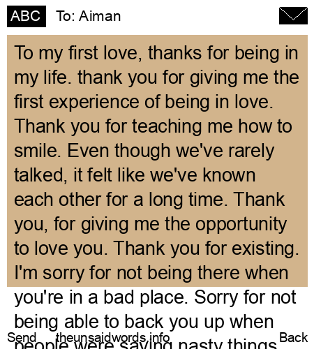 unsent message to Aiman