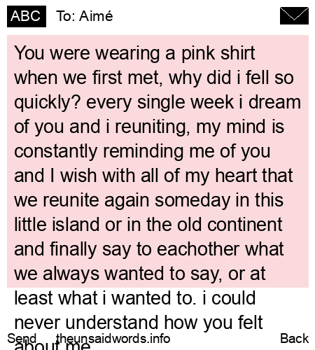 unsent message to Aimé
