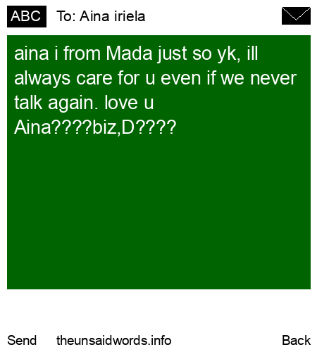 unsent message to Aina iriela