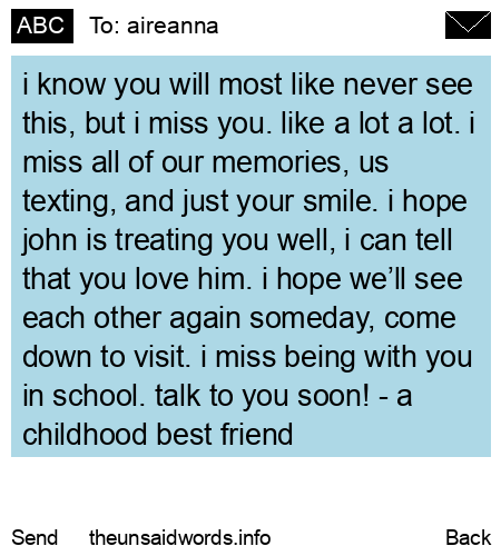 unsent message to aireanna