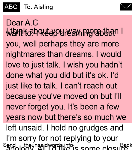 unsent message to Aisling