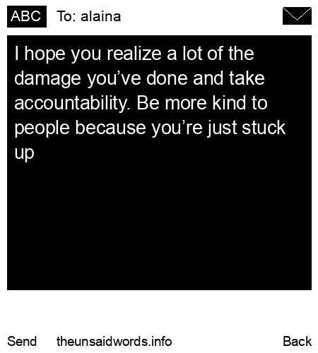 unsent message to alaina