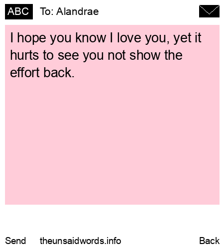 unsent message to Alandrae