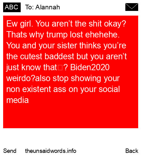 unsent message to Alannah