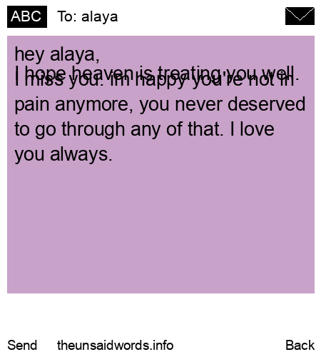 unsent message to alaya