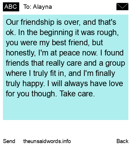 unsent message to Alayna