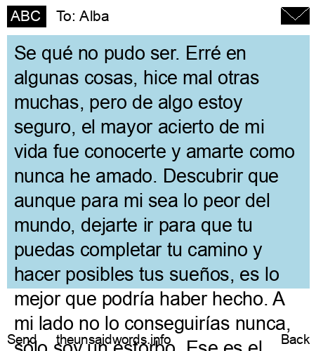 unsent message to Alba