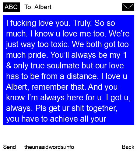 unsent message to Albert