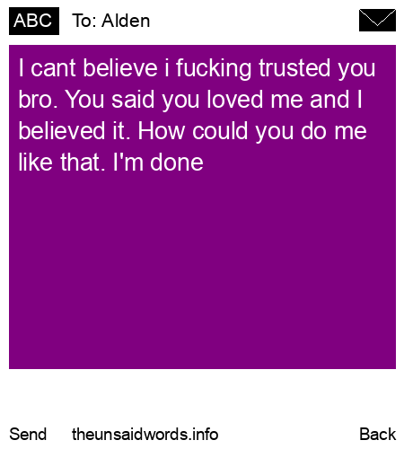 unsent message to Alden