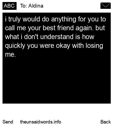 unsent message to Aldina