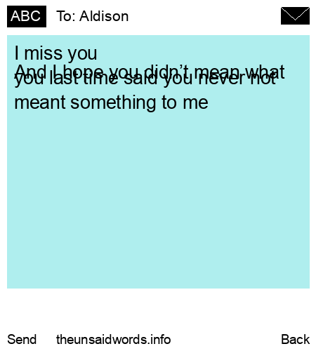 unsent message to Aldison