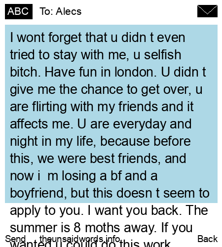 unsent message to Alecs