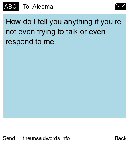 unsent message to Aleema