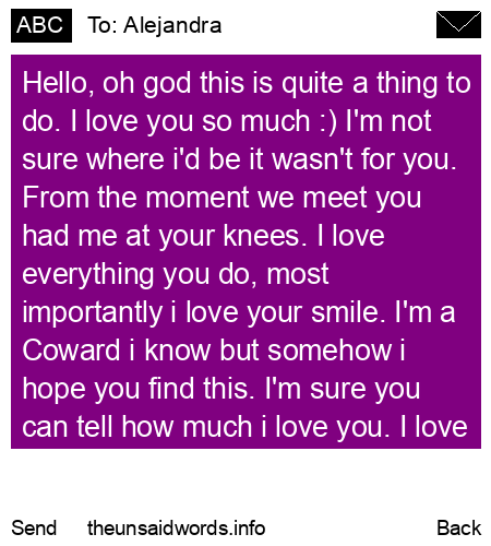 unsent message to Alejandra