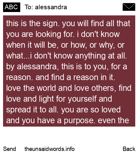 unsent message to alessandra