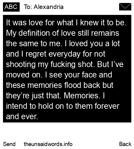 unsent message to Alexandria