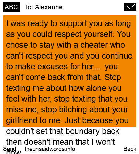 unsent message to Alexanne