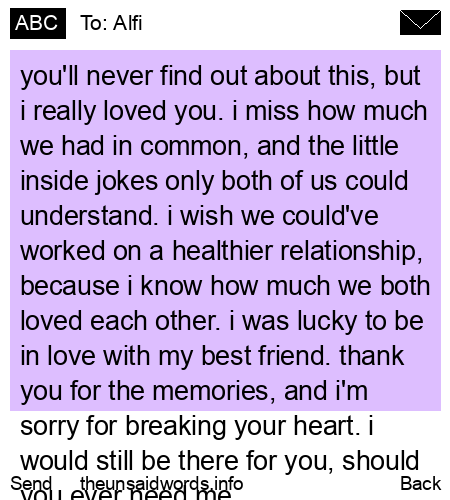 unsent message to Alfi