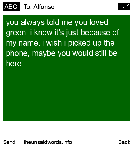 unsent message to Alfonso
