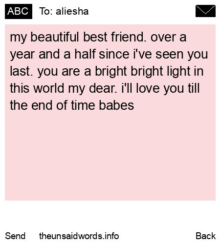 unsent message to aliesha