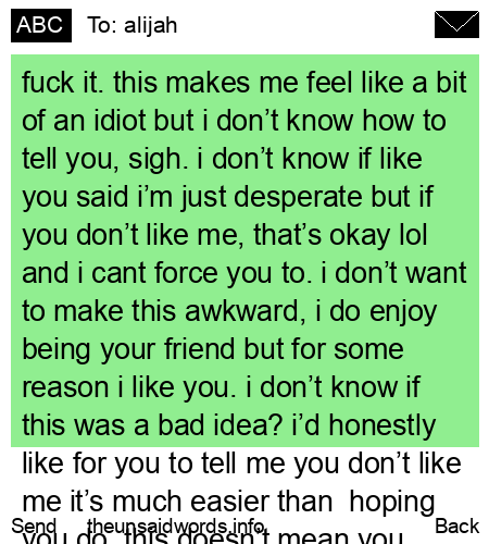 unsent message to alijah