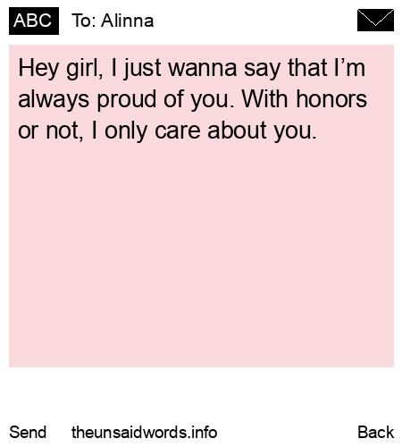 unsent message to Alinna
