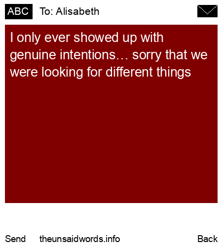 unsent message to Alisabeth