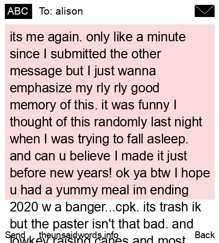 unsent message to alison