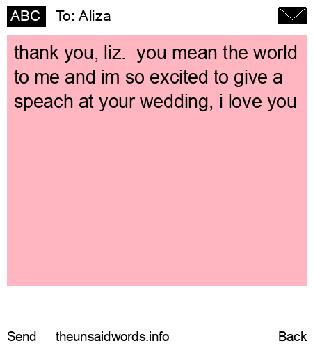 unsent message to Aliza