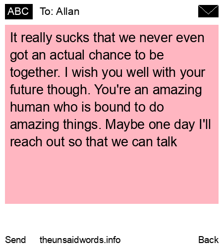 unsent message to Allan