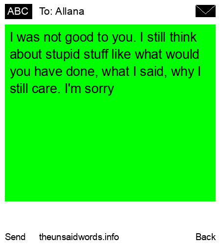 unsent message to Allana