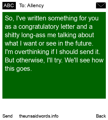 unsent message to Allency