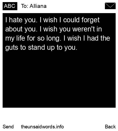 unsent message to Alliana