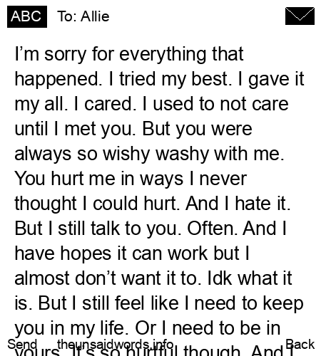 unsent message to Allie
