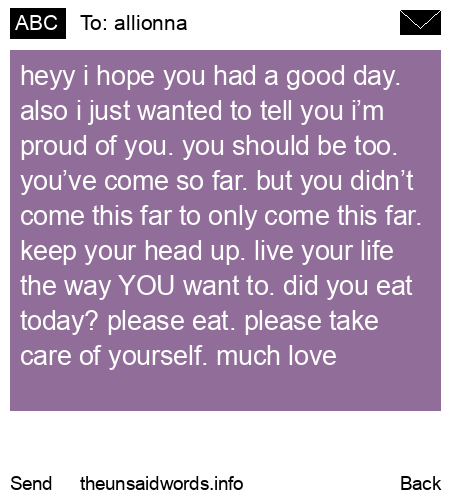 unsent message to allionna