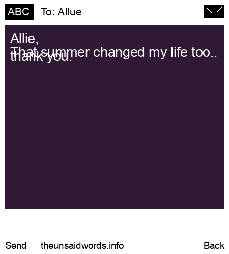 unsent message to Allue