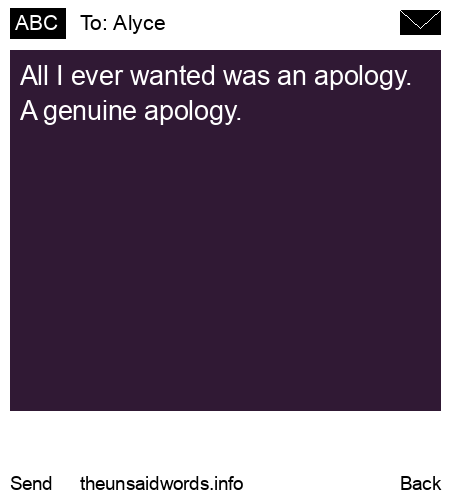 unsent message to Alyce