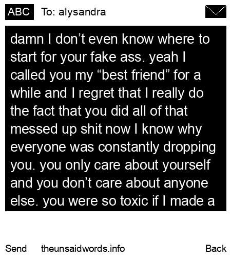unsent message to alysandra