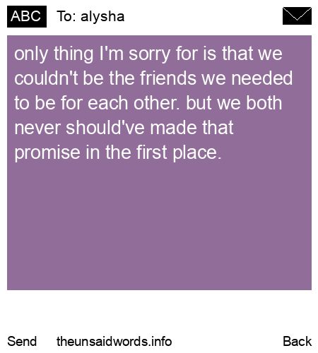 unsent message to alysha
