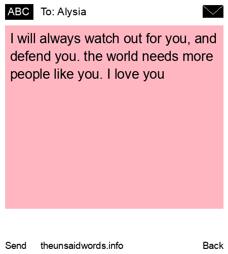 unsent message to Alysia