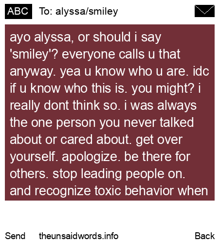 unsent message to alyssa/smiley