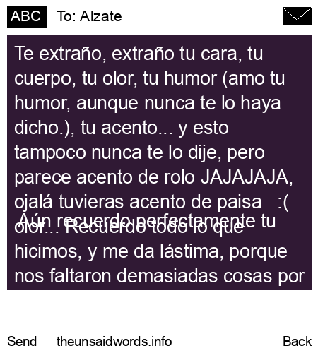 unsent message to Alzate
