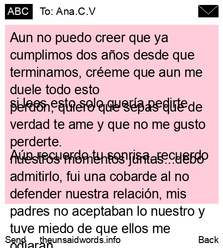 unsent message to Ana.C.V