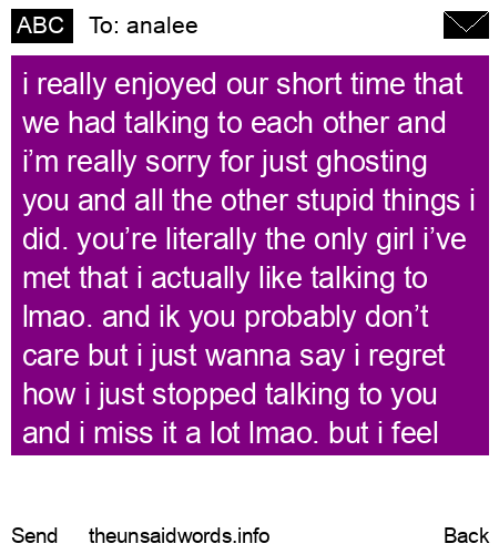 unsent message to analee